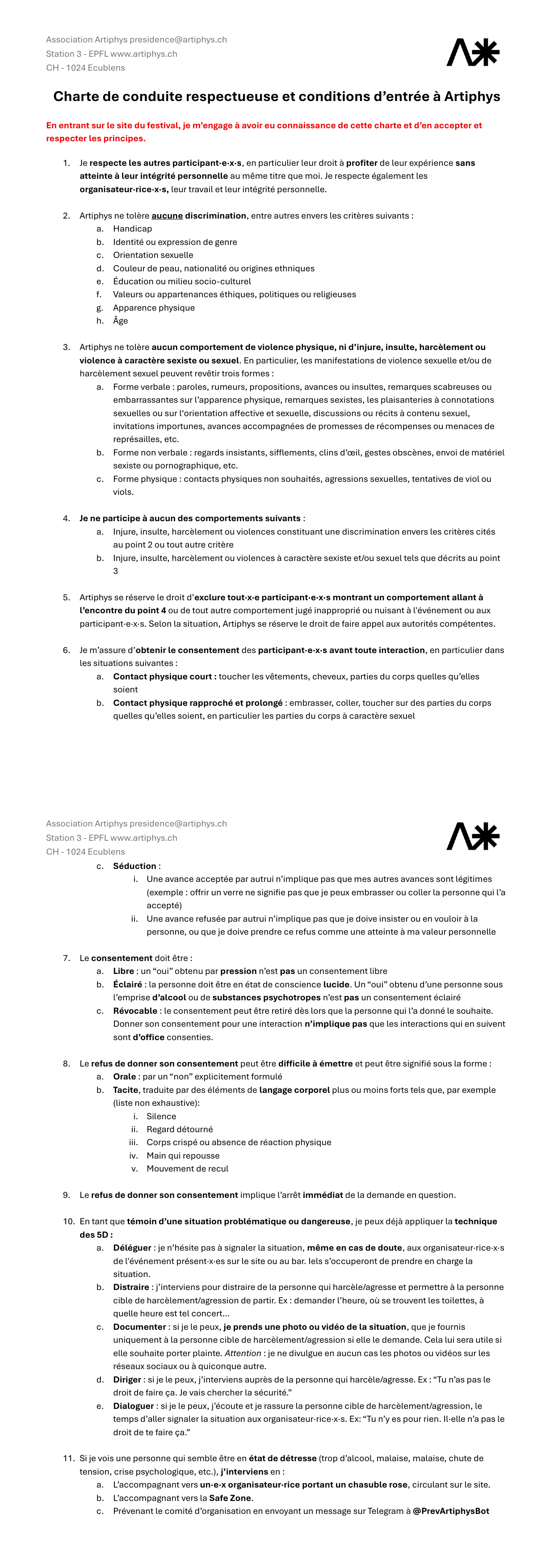 Charte Festivalier·ère·x·s
